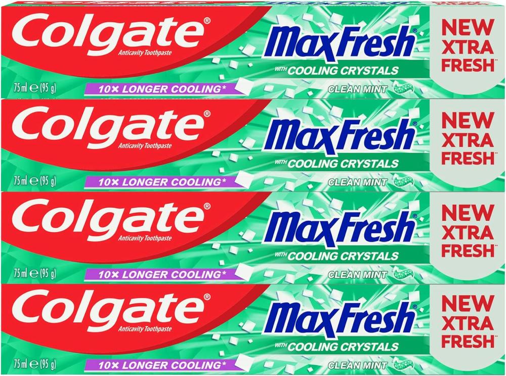 Colgate Max Fresh Clean Mint Gel Toothpaste 75 ml pack of 4 aquafresh toothpaste for kids 6 years my big teeth 1 69 fl oz 50 ml
