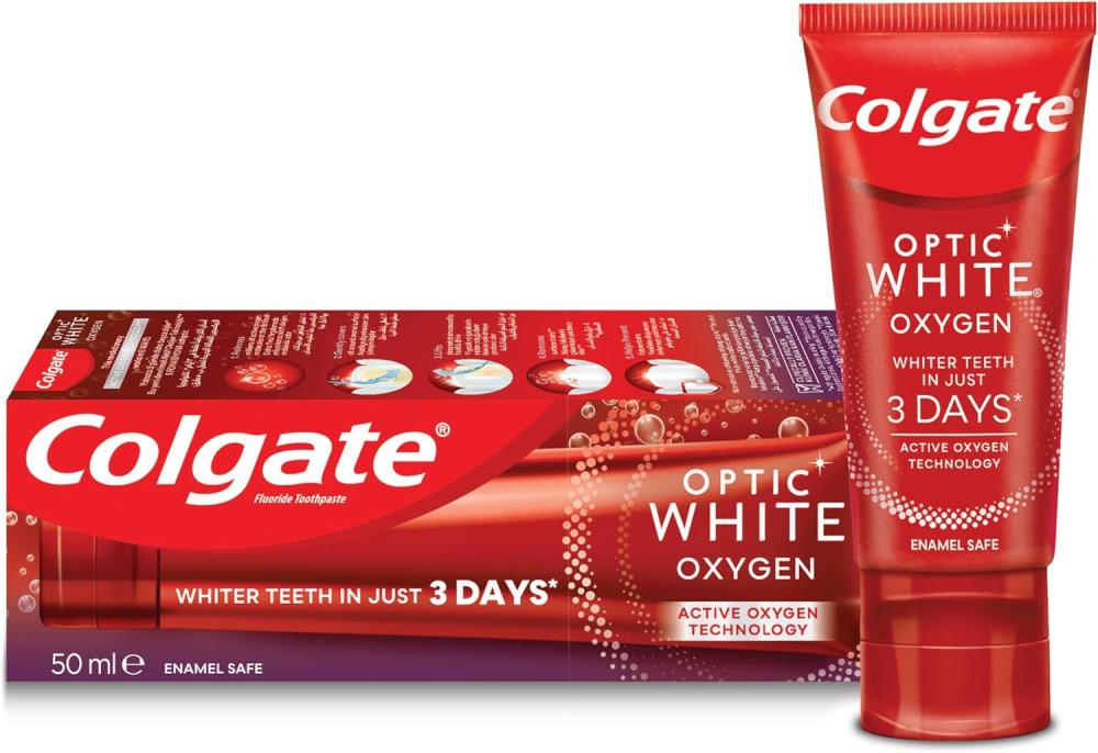 Colgate Optic White Oxygen Toothpaste for Real Whitening in 3 Days 50mL varon 1 7l min oxygen concentrator adjustable portable oxygen machine for home and travel use ac110v 220v without battery