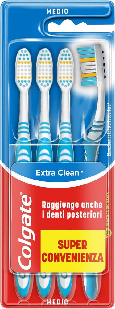 Colgate extra clean medium toothbrush 4 pieces value pack colgate toothbrush double action toothbrush blue