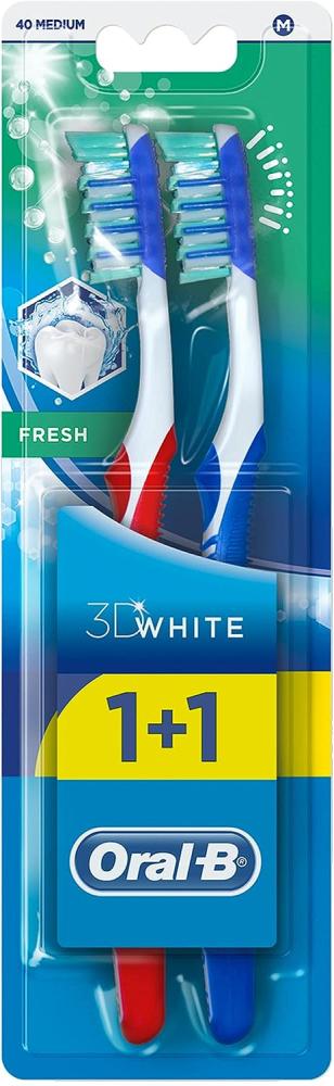 Oral-B 3D White Fresh Toothbrush X 2 - Assorted Colours oral b toothbrushes battery powered medium multicolour