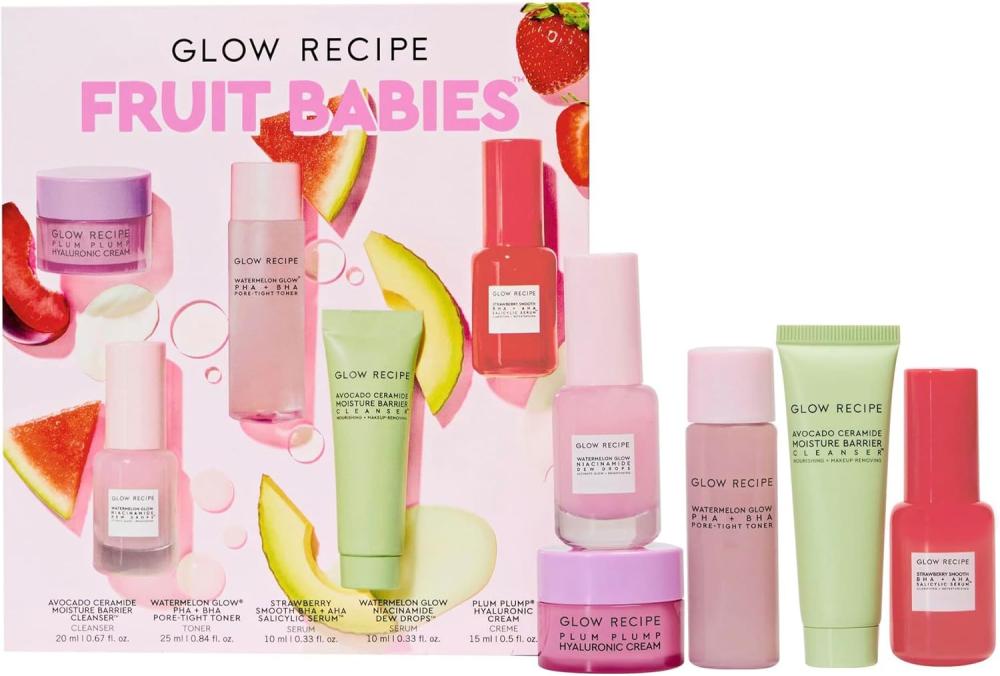 Glow Recipe Fruit Babies Bestsellers Kit vova pore shrinking cream hyaluronic acid pores treatment moisturizing whitening oil control firming repairing smooth skin care