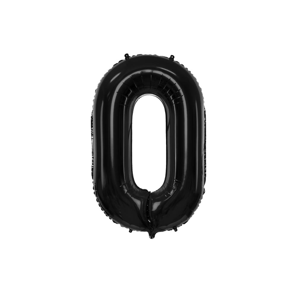 Foil Balloon Number 0 - Black foil balloon number 4 black