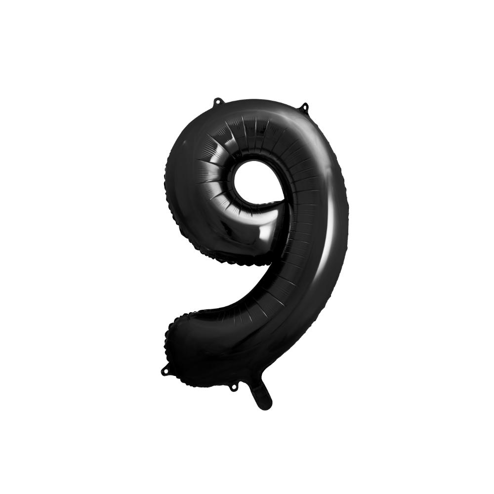 Foil Balloon Number 9 - Black happy birthday foil balloon black