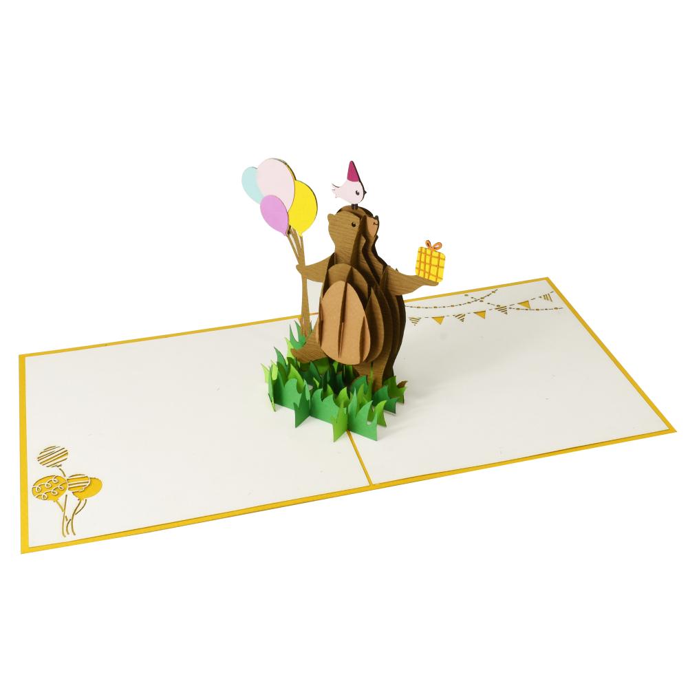 The Bear Birthday Pop Up Card wisteria gate pop up card