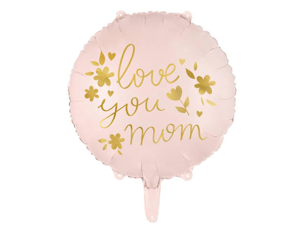 Love You Mom Foil Balloon - Pink foil balloon mouse light pink