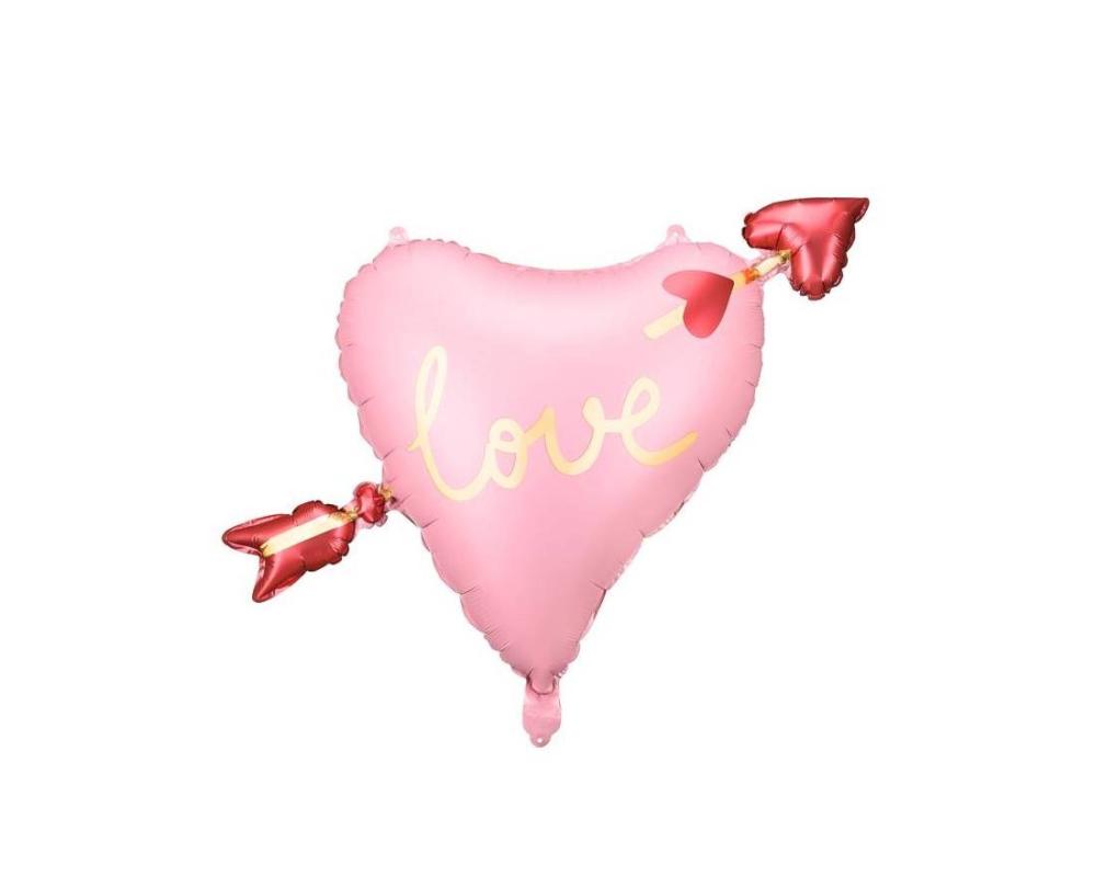 цена Heart w Arrow Foil Balloon - Pink