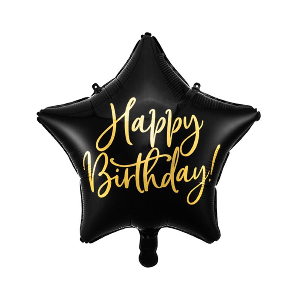Happy Birthday Foil Balloon - Black party time birthday candle number 3