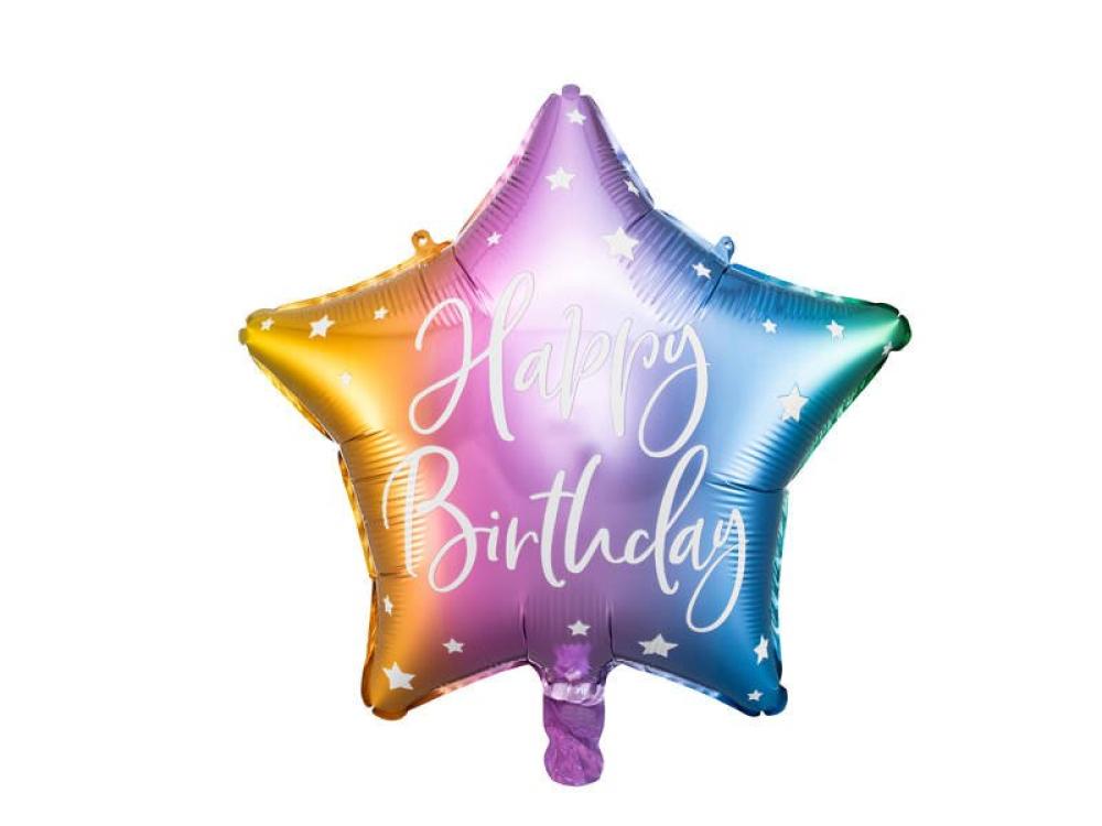 Happy Birthday Foil Balloon - Ombre happy birthday foil balloon powder pink