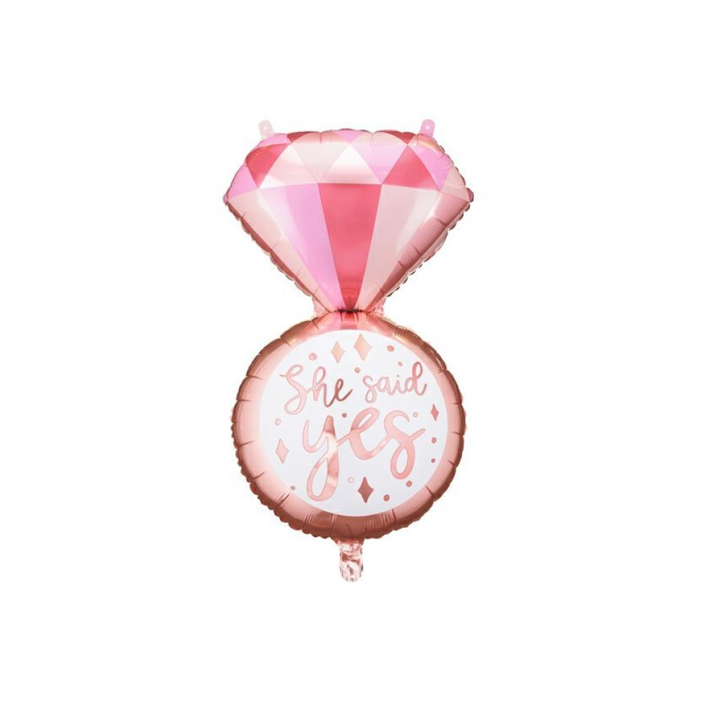 Foil Balloon - Ring - Pink luxury female blue crystal stone ring charm zircon rose gold wedding rings for women vintage bridal square engagement ring