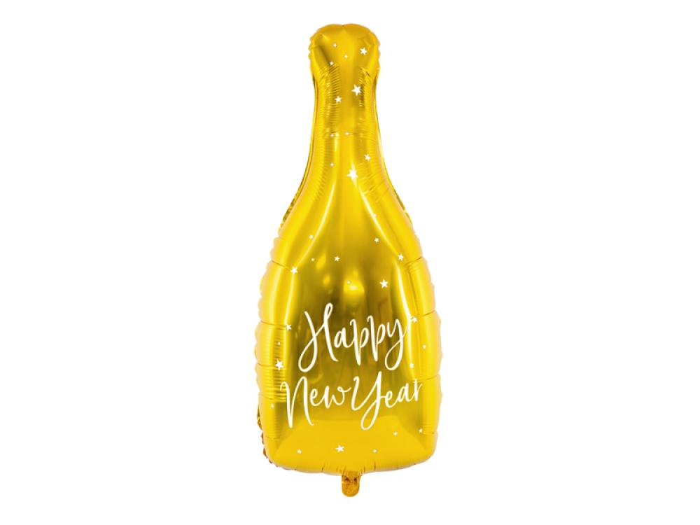 Happy New Year Bottle Shaped Foil Balloon - Gold happy birthday foil balloon gold