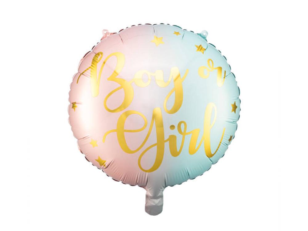 Foil Balloon - Boy Or Girl gender reveal backdrop pink boy or girl baby shower birthday party photography background photo studio banner cake table decor