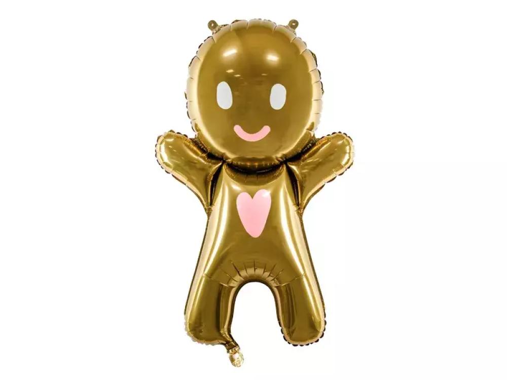 Foil Balloon Gingerbread Man - Gold foil balloon mouse light pink