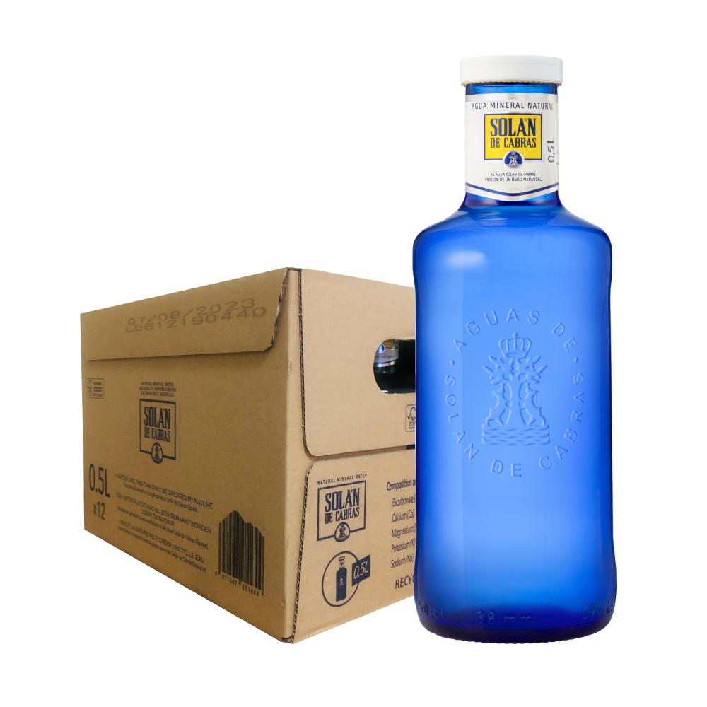 Solan De Cabras Mineral Water 500 ml Glass, Pack of (12) solan de cabras still water 330ml x 24pcs glass bottles