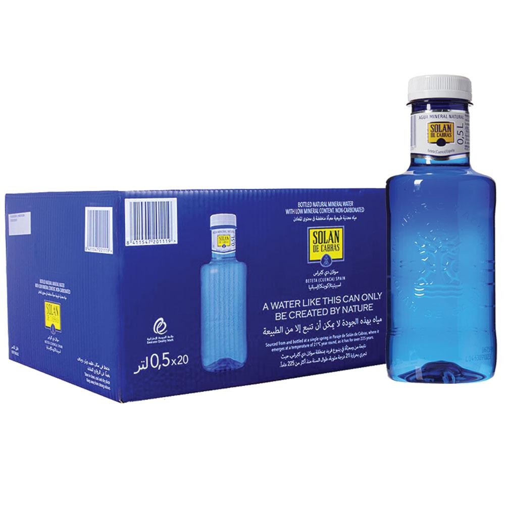 Solan De Cabras Mineral Water 500 ml PET, Pack of (20) solan de cabras still water 330ml x 24pcs glass bottles