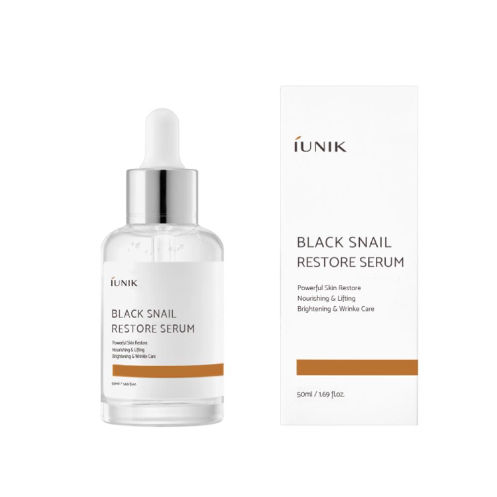 iUnik, Black snail restore serum, 1.69 fl. oz. (50 ml) 30ml natural 5% niacinamide pore treatment serum skin anti wrinkle repair face care hydrating brighten skin pore repair essence