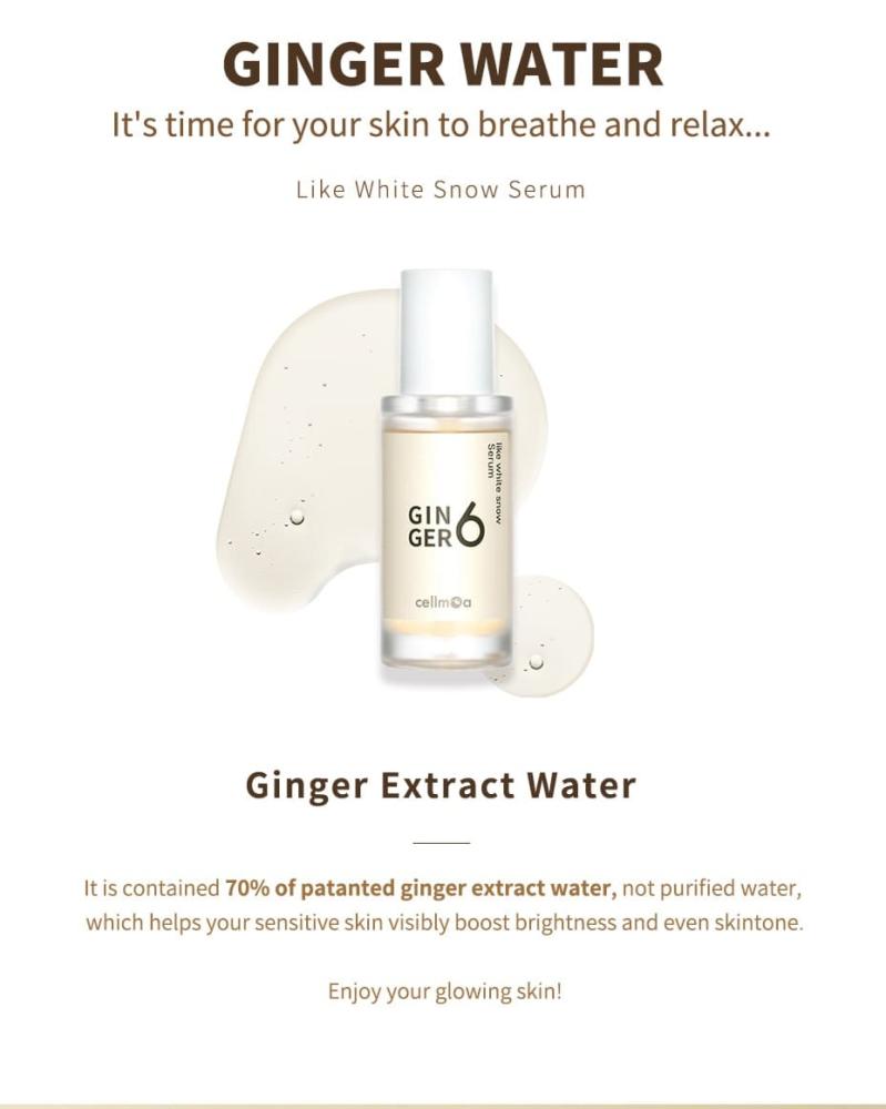 GINGER6 Like white snow serum pure natural organic chamomile extract skin care improves sensitive dry peeling skin increases skin elasticity anti inflammation
