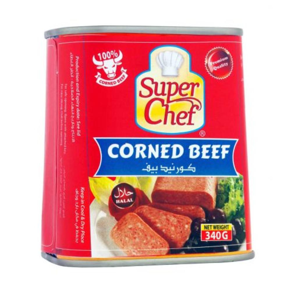 SUPER CHEF CORNED BEEF 340GM super chef corned beef 340gm