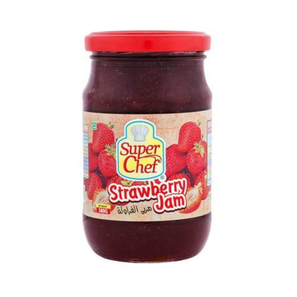 SUPER CHEF STRAWBERRY JAM 380GM super chef strawberry syrup 624gm