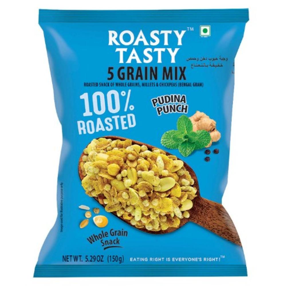 Roasty Tasty 5 Grain Mix Pudina Punch 150 g roasty tasty millet mix peri peri 150 g