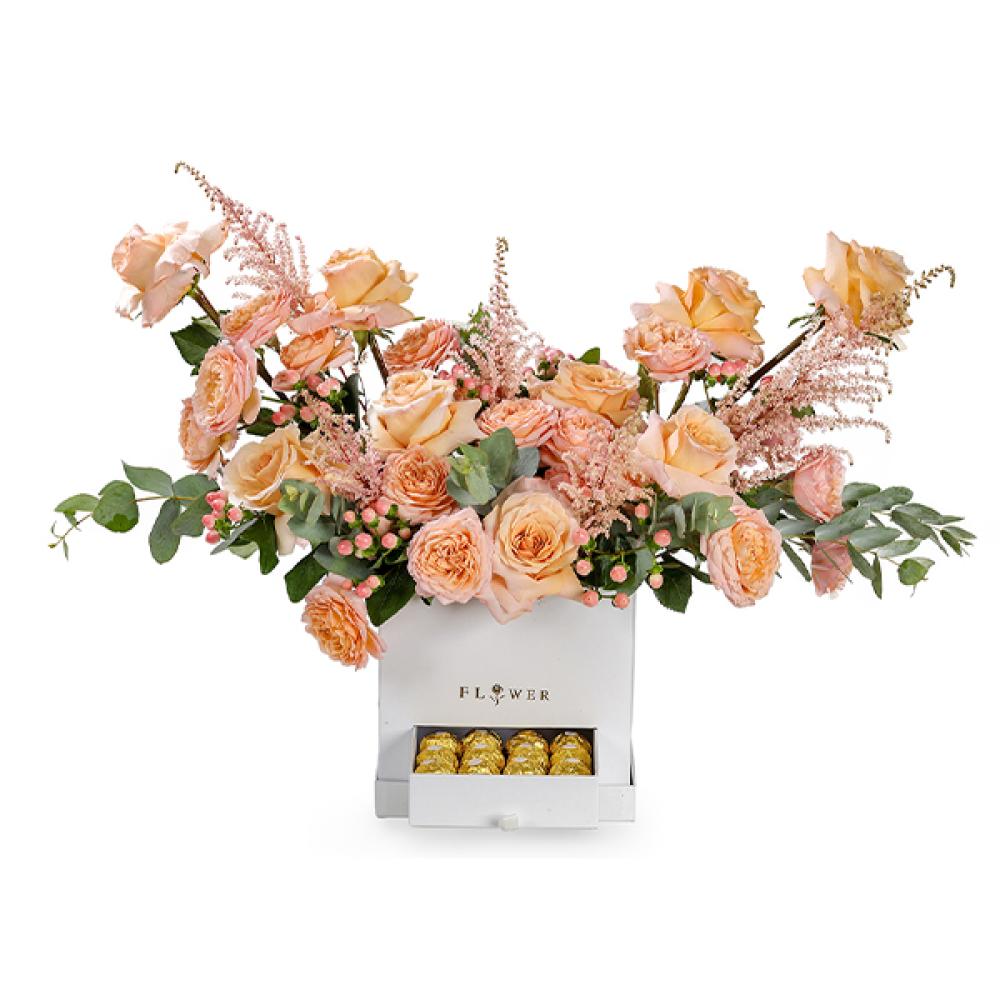 Reason For Joy with Ferrero care 251 pink and peach roses
