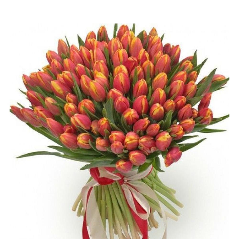 Hand Tied 100 Orange Tulips opening gift company women s day gifts creative and practical advertising to give customers hand in hand gifts