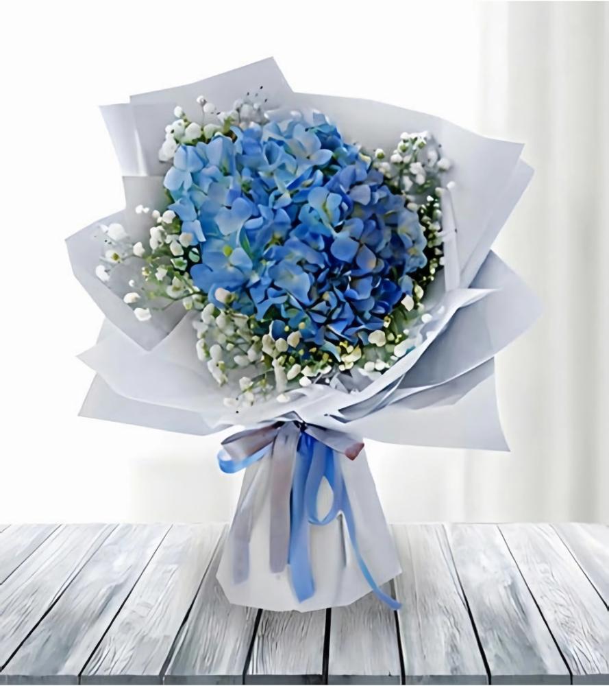 Sky Blue 1 bouquet 5 heads artificial silk peony flowers high quality fake flowers hydrangea for home wedding party valentines day decor
