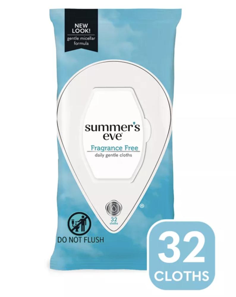 Summers Eve Fragrance Free Feminine Cleansing Wipes - 32ct summer’s eve fragrance free gentle daily feminine wipes removes odor ph balanced 32 count