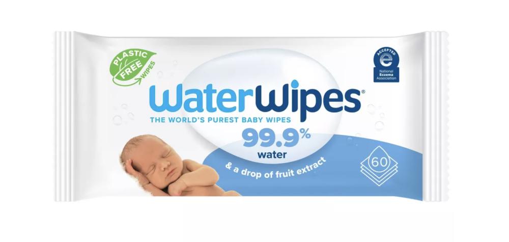 WaterWipes Plastic-Free Original Unscented 99.9% Water Based Baby Wipes - (60 Count) waterwipes baby wipes biodegradable pack of 4 x 60 240 wipes