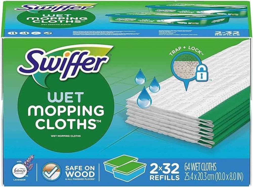 Swiffer Sweeper Wet Mopping Cloth Refills, Lavender Scent (64 ct.) fast dispatch spin mop universal simple mop hands free washing flat mop microfiber cloth lazy mop bucket set household cleaning
