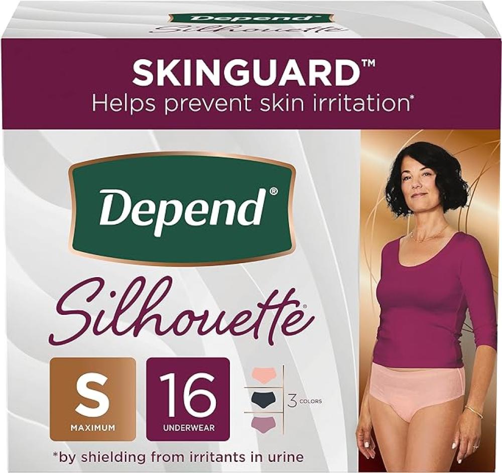 Depend Silhouette Adult Incontinence and Postpartum Underwear for Women, Small (26–34 Waist), Maximum Absorbency, BlackPinkBerry, 16 Count reusable ice bag packs for hot cold therapy 3 sizes large 11 medium 9 small 6