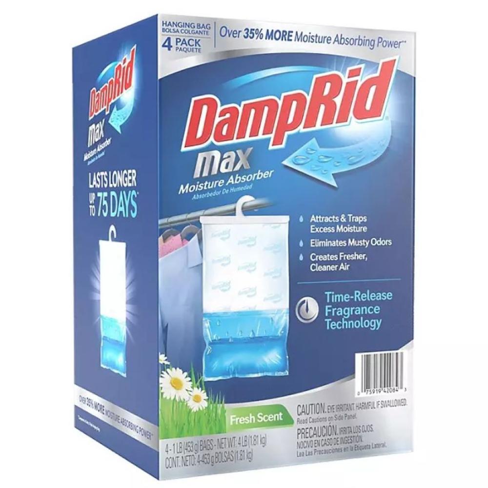 DAMPRID Hanging Moisture Absorber Fresh Scent - Pack of 4 (16oz ,454g) humydry refrigerator odor absorbers clip