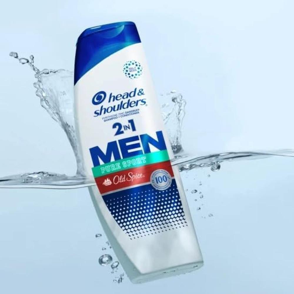 Head Shoulders Old Spice Pure Sport Dandruff 2 in 1 Shampoo and Conditioner, 370 ML head shoulders knees and toes