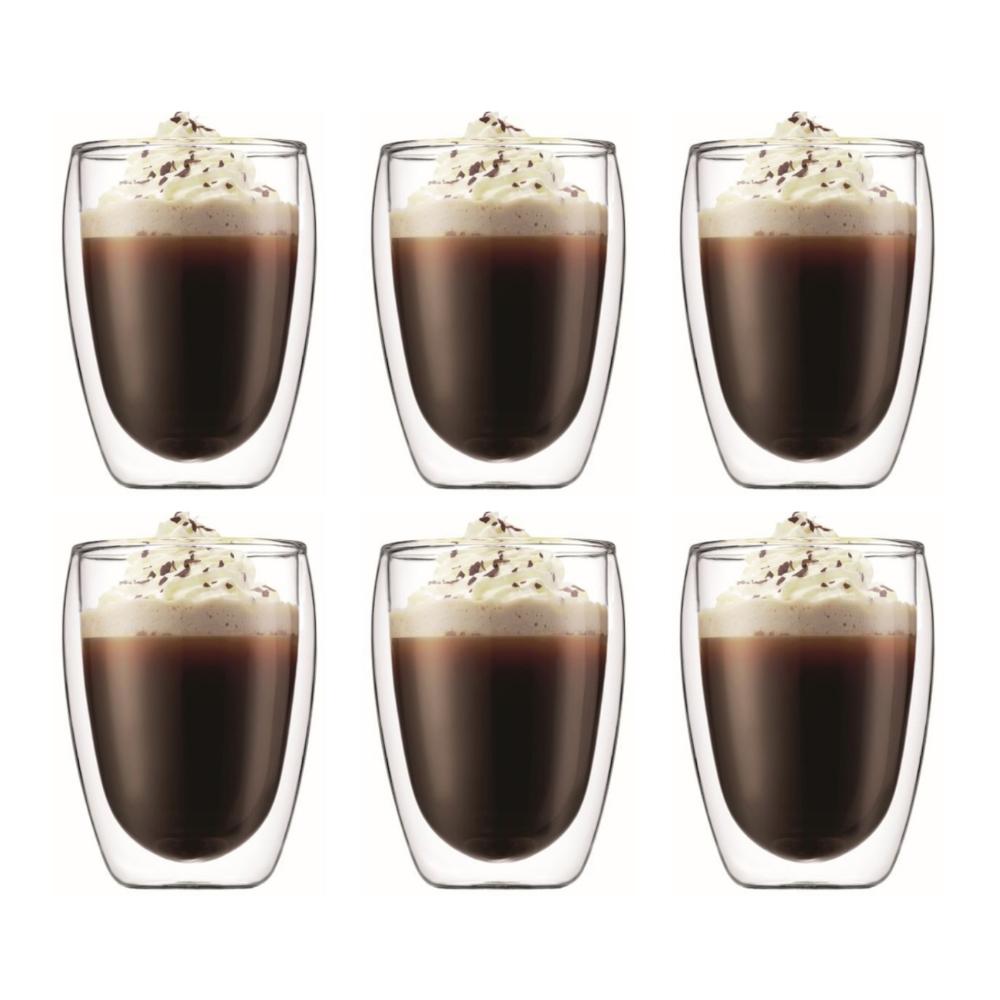 6 Pieces Double Wall Glasses Coffee Cup,Large 350ML hot focus caticorn beauty set