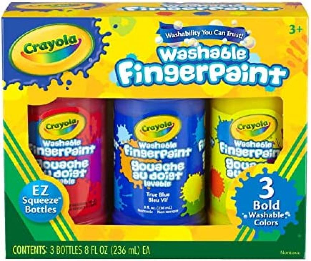 Crayola Washable Fingerpaint, Multi-Colour, 8 oz, Cy55-1310 washable finger paint set 12 colors 30ml art painting supplies non toxic and safe super washable smooth as a face cream