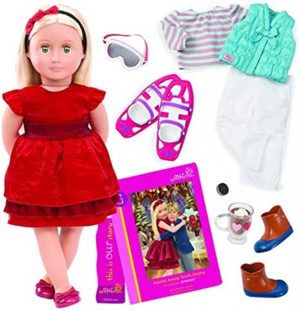 Our Generation Deluxe Doll - Ginger and Home Away From Home Book 16cm doll clothes 8 points dress up doll clothes accessories fashion dress headdress set children girls toys accessories gifts