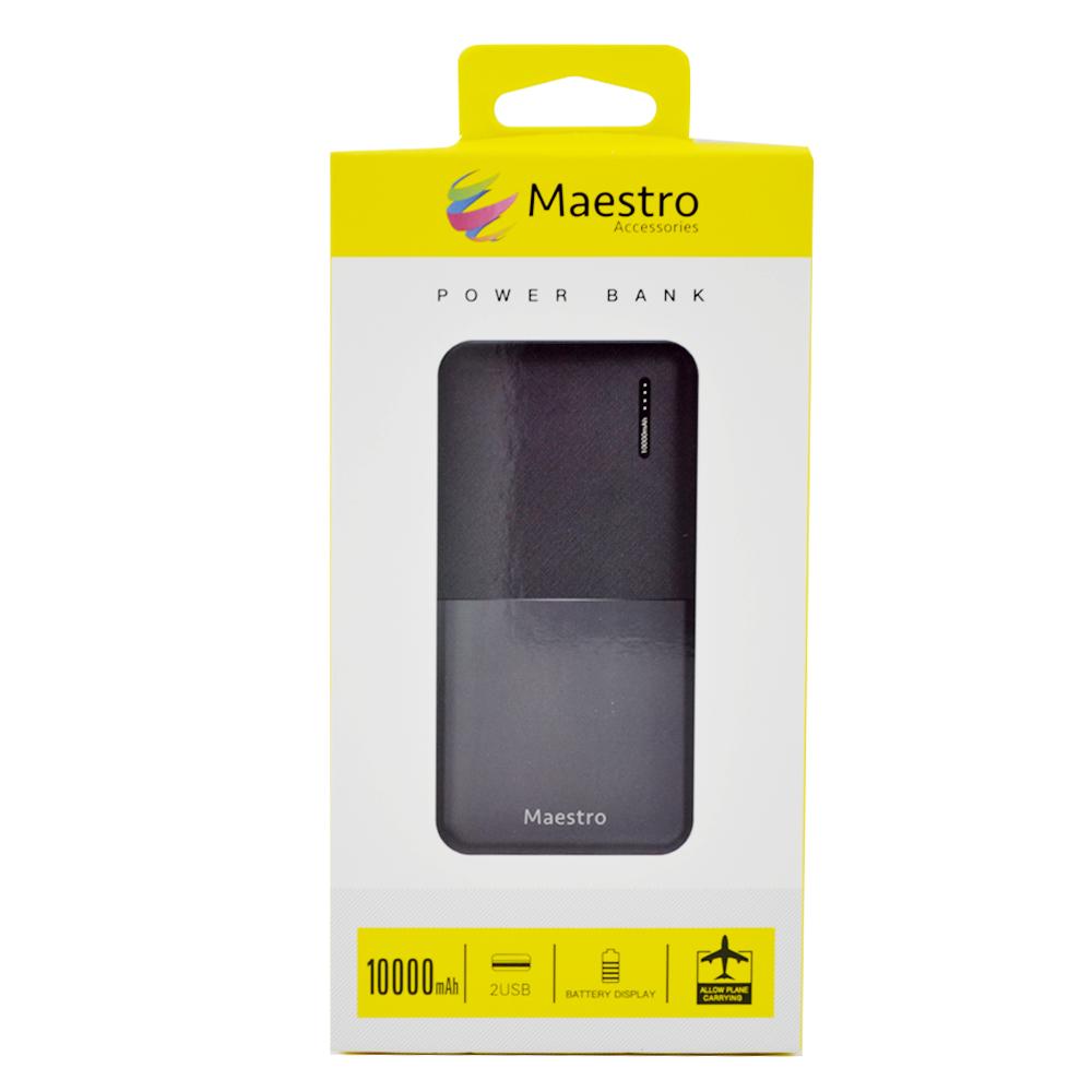 Maestro 2Usb Power Bank 10000Mah Black ldnio pr522 portable slim waterproof portable carabiner power bank with dual usb ports keychain power bank