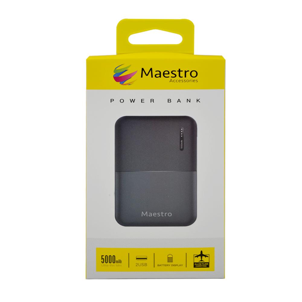 Maestro 2Usb Power Bank 5000Mah Black 20000mah xiaomi mi power bank 3 external battery bank quick charge powerbank with usb type c for mobile phone