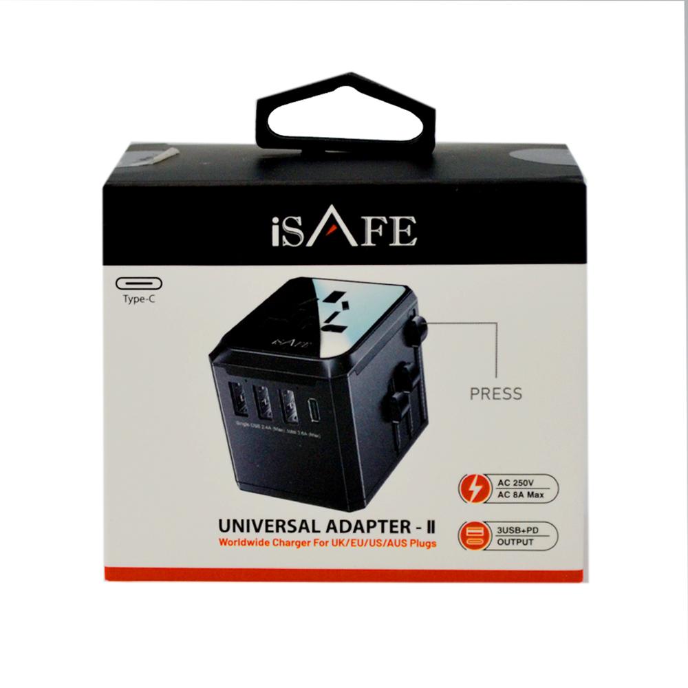 iSafe Pd World Adapter Black isafe pd world adapter black