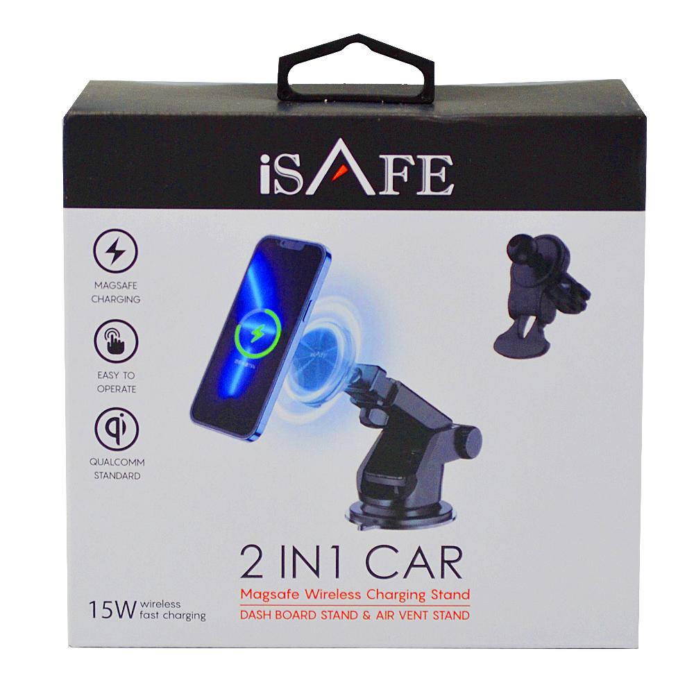 Isafe 2 In 1 Magsafe Car Holder the ultimate car phone holder optimal 360 rotation strong magnetic mount securely mounting phones of all sizes ensuring safe and convenient hands free
