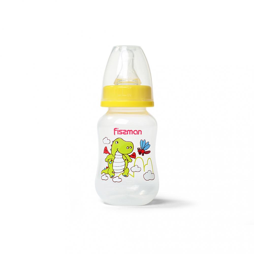 Fissman Plastic Feeding Bottle 125ml coskiss new cartoon dinosaur baby suction cup bowl divided dinner infants learning feeding dish non toxic bpa free silicone