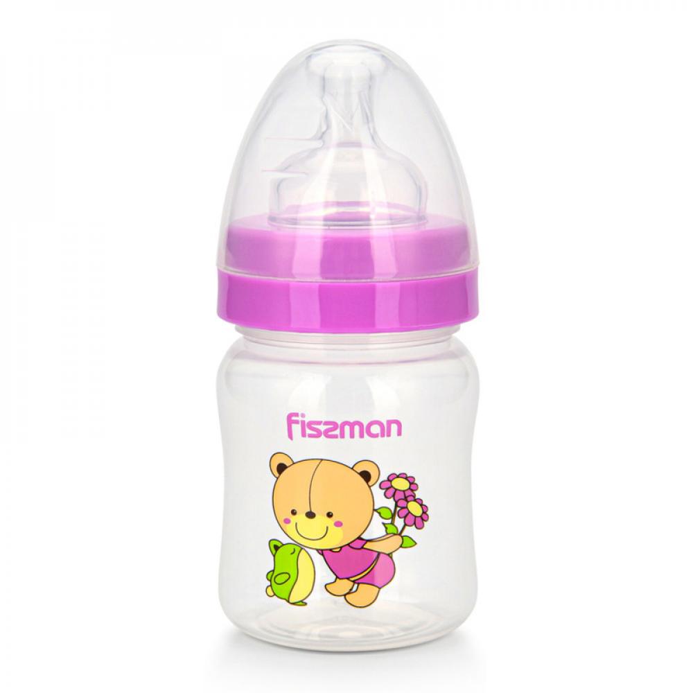 Fissman Plastic Baby Feeding Bottle With Wide Neck 120ml newborns bathing circle safety neck float swimming baby pools accessories baby inflatable ring baby neck inflatable wheels
