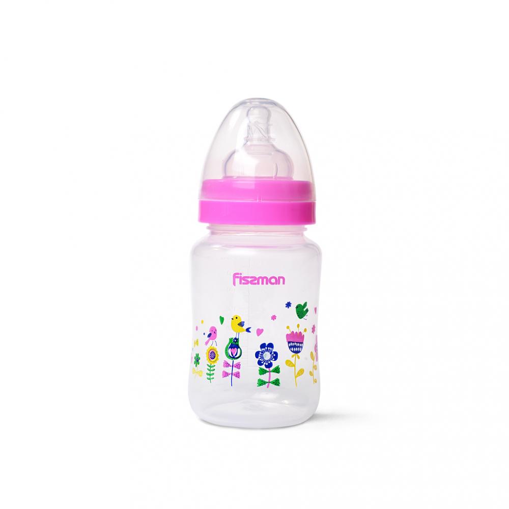 Fissman Plastic Baby Feeding Bottle With Wide Neck 240ml fissman tumbler cup solid pattern food grade plastic blue 300ml