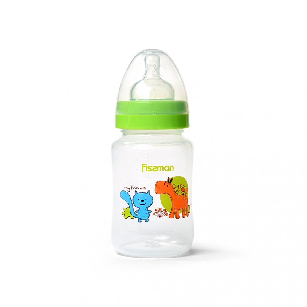 Fissman Feeding Bottle With Wide Neck 240ml fissman baby feeding bottle with handle 240ml food grade plastic with non drip silicone nipple and non spill