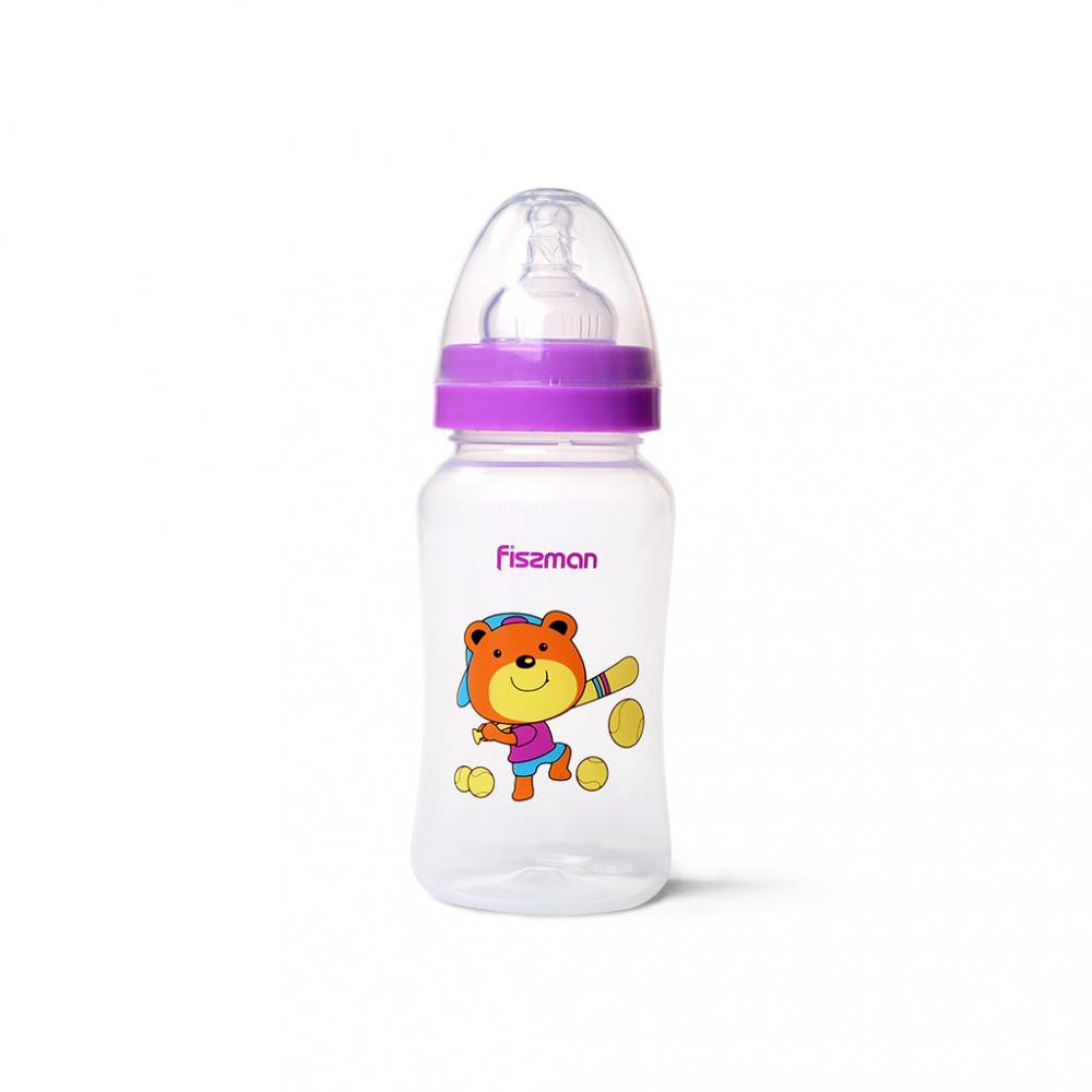Fissman Plastic Baby Feeding Bottle With Wide Neck 300ml fissman baby feeding bottle with handle 240ml food grade plastic with non drip silicone nipple and non spill