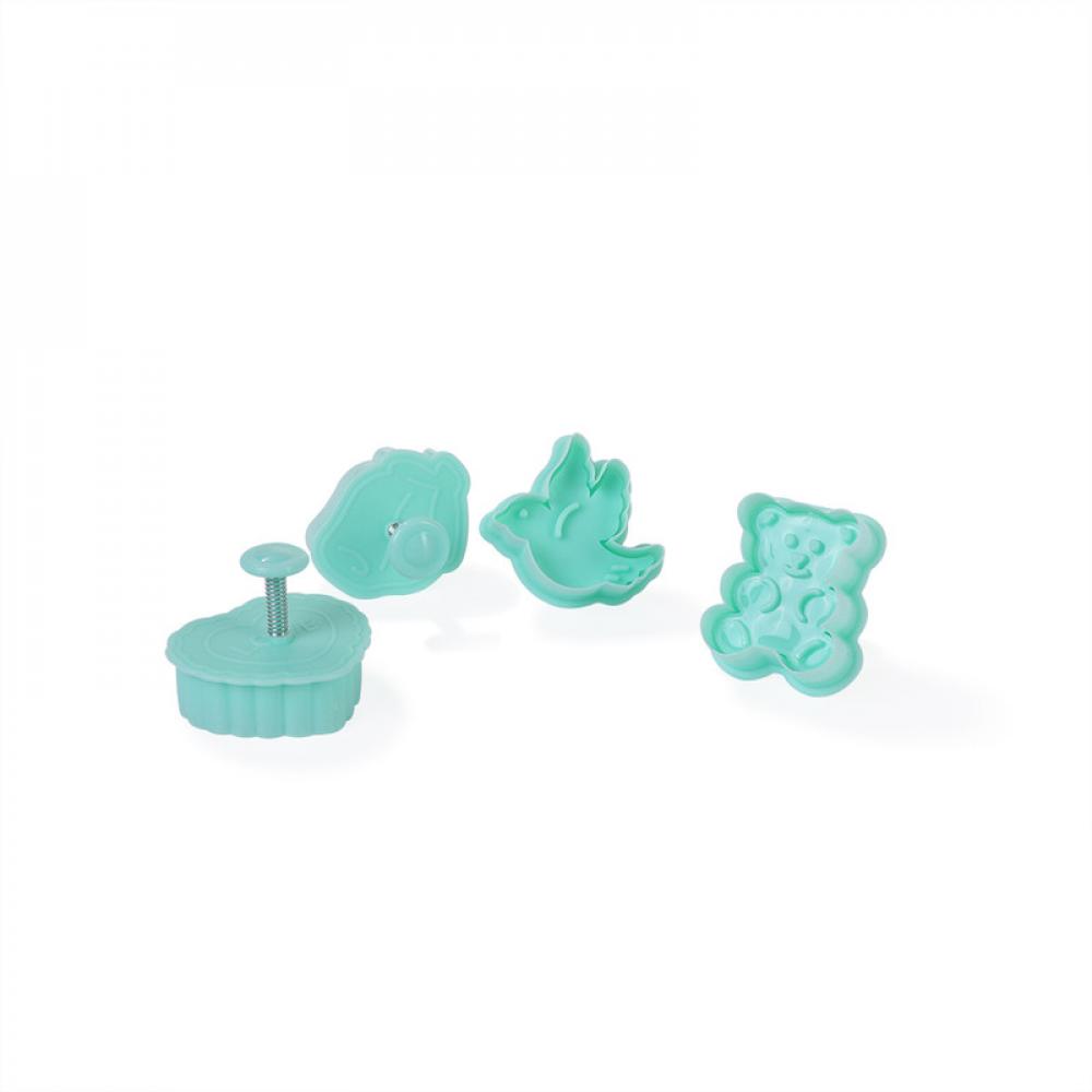 цена Fissman Set Of 4 Mini Cookie Cutters With Plungers (Plastic)