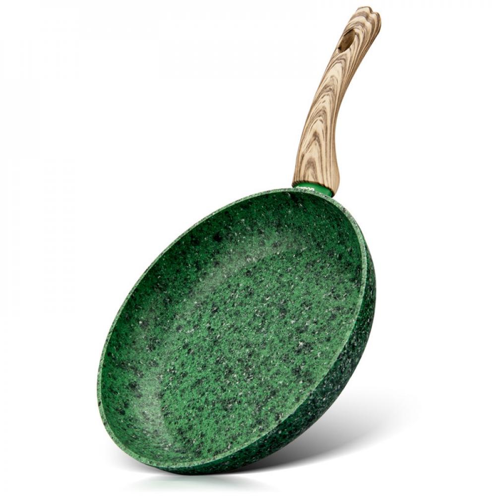 Fissman Frying Pan Malachite Series Aluminum with Induction Bottom Green/Brown 28x5.4cm fissman stockpot with glass lid malachite series aluminum non stick coating ecostone and induction bottom green brown clear 20x9 8cm 2 7ltr