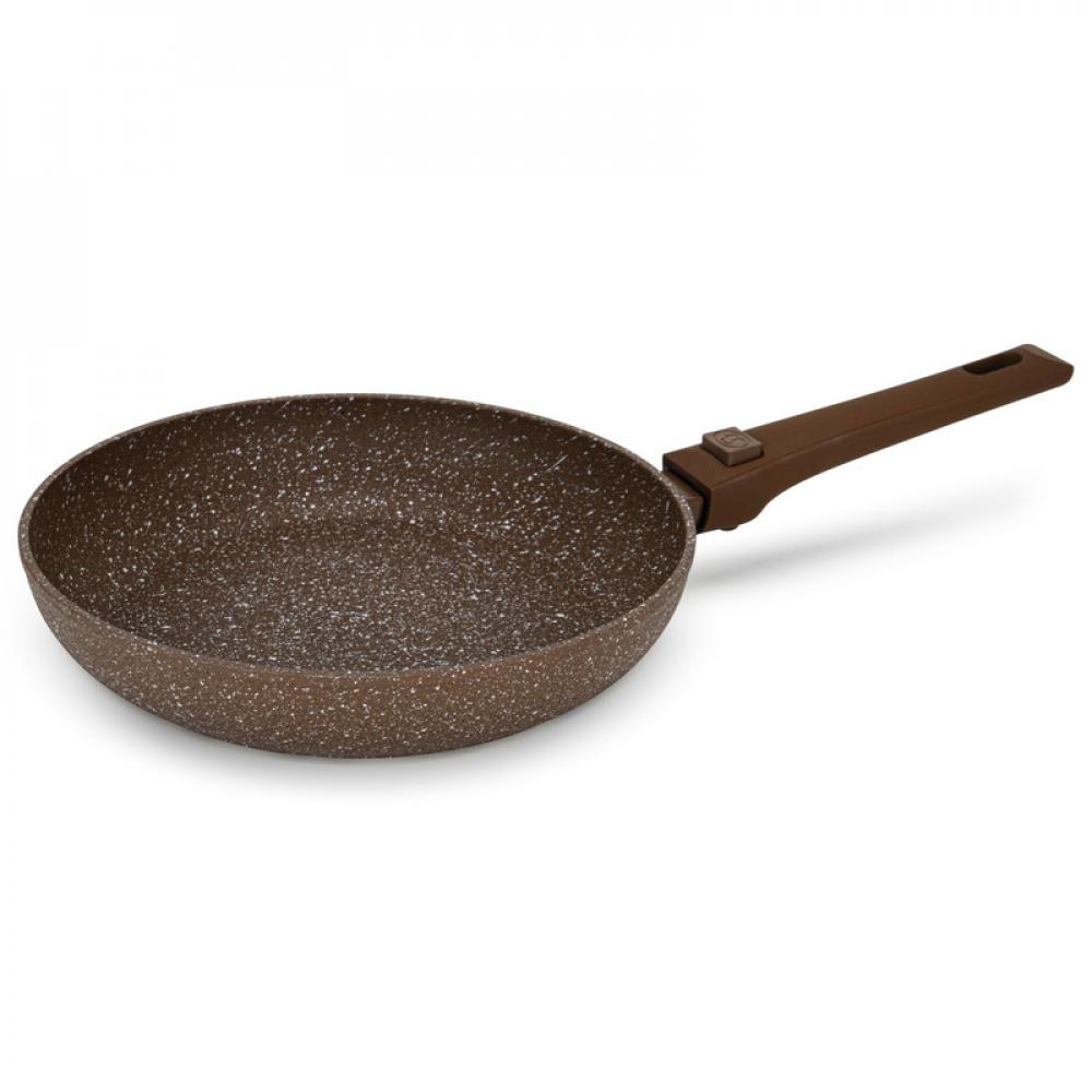 Fissman Frying Pan With Detachable Handle Smoky Stone Series 4 Layered Aluminum Coated Non Stick Brown 24x4.9cm