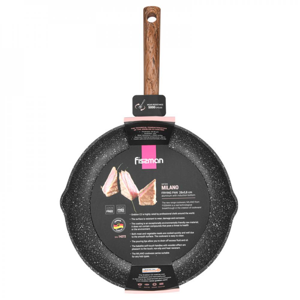 Fissman Frying Pan Milano Aluminum Greblon C2 Non Stick Coating With Bakelite Handle And Induction Bottom Black 28x5.8cm 2021 lucky mystery boxes high quality gift random different electronic products more most popular home item anything possible