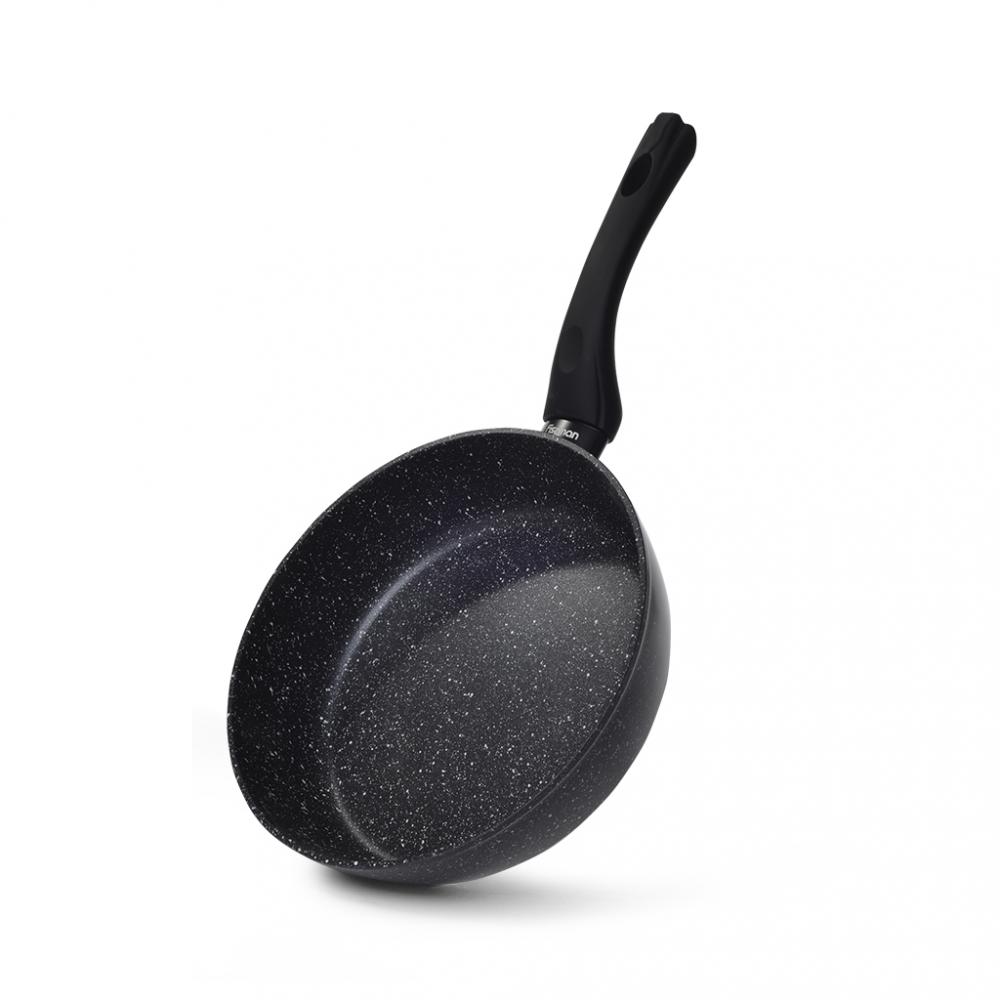Fissman Deep Frying Pan Aluminium Fiore Series Marble Non Stick Coating With Induction Bottom Black 24x6.5cm fissman non stick deep frying pan black 26x7cm