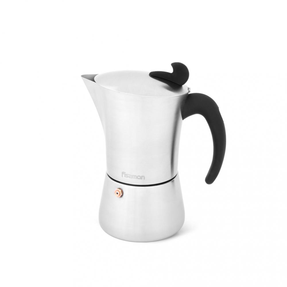 Fissman Espresso Maker Stainless Steel Stovetop For 6 Cups Silver\/Black 360ml fissman coffee mill silver clear 18cm